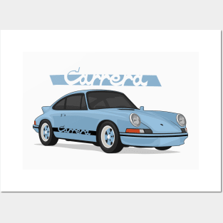 supercar 911 carrera rs turbo 1972 light blue Posters and Art